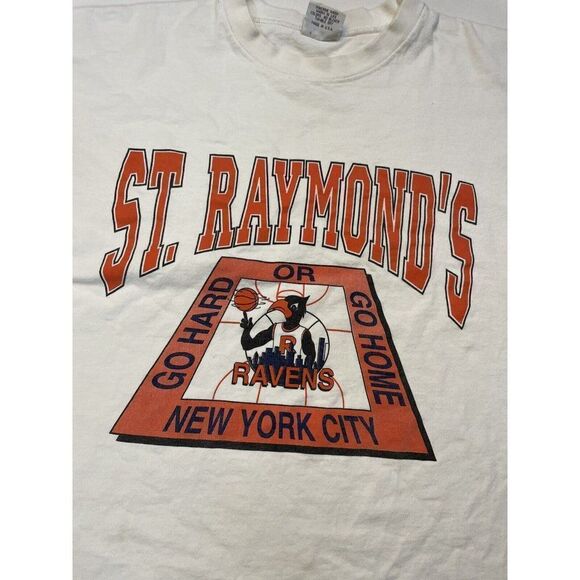 VINTAGE St Raymond's New York City Graphic T-shirt Men XXL White USA 90s - Picture 2 of 12